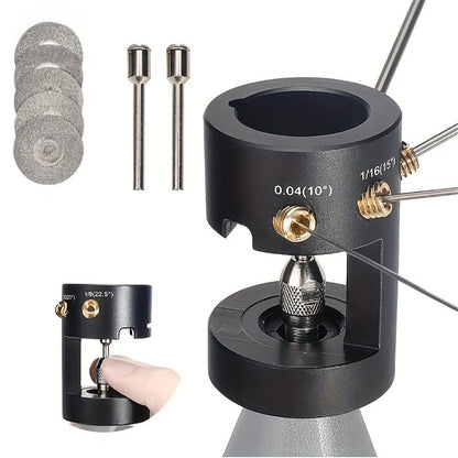 Electrode Sharpener Head Tool, 4 Accurate Angles(10°, 15°, 20°, 22.5°) & Adjustable Brass Guide Screw for 0.04"-1/8" Tungsten Electrodes Sharpener for Welding Accessories (4 Holes)