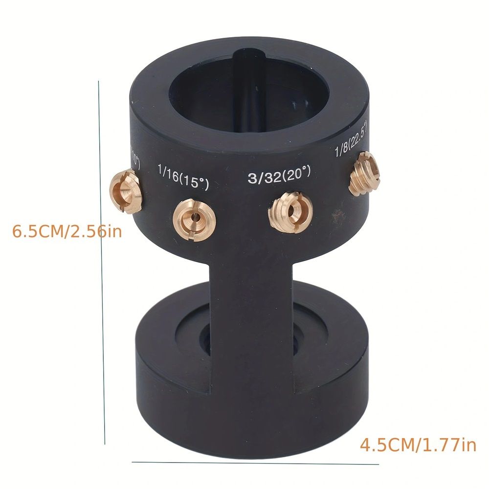 Electrode Sharpener Head Tool, 4 Accurate Angles(10°, 15°, 20°, 22.5°) & Adjustable Brass Guide Screw for 0.04"-1/8" Tungsten Electrodes Sharpener for Welding Accessories (4 Holes)
