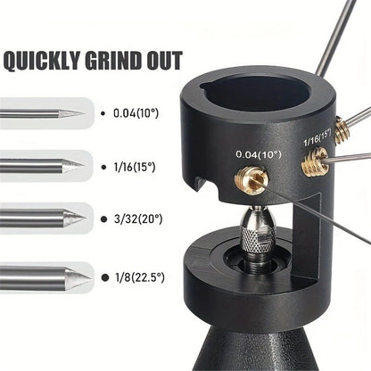 Electrode Sharpener Head Tool, 4 Accurate Angles(10°, 15°, 20°, 22.5°) & Adjustable Brass Guide Screw for 0.04"-1/8" Tungsten Electrodes Sharpener for Welding Accessories (4 Holes)