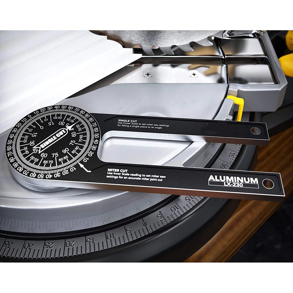 Aluminum Miter Saw Protractor | 7.3-Inch Rust Proof Angle Finder Featuring Precision Laser Engraved Scales