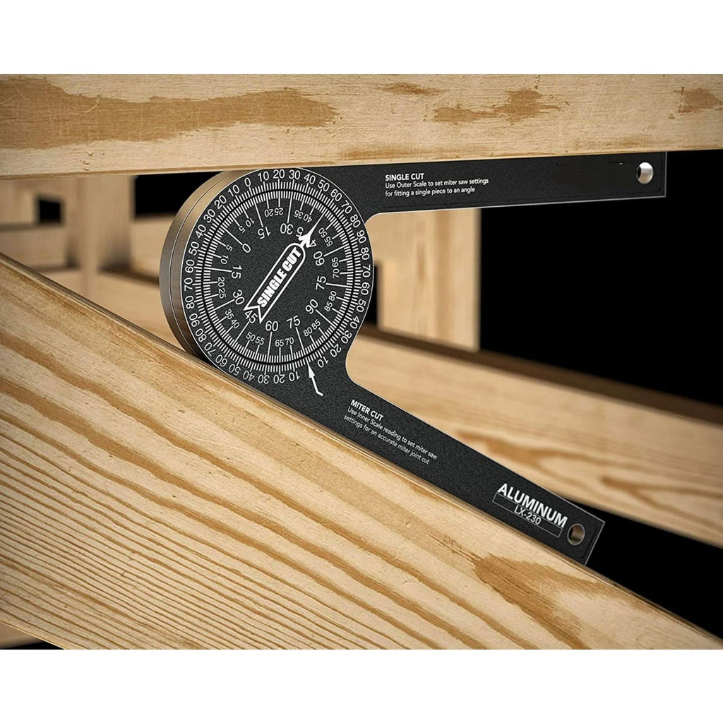 Aluminum Miter Saw Protractor | 7.3-Inch Rust Proof Angle Finder Featuring Precision Laser Engraved Scales