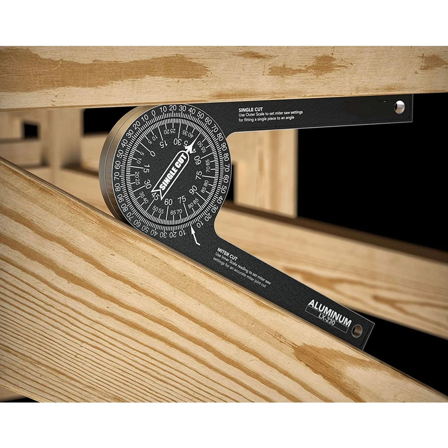 Aluminum Miter Saw Protractor | 7.3-Inch Rust Proof Angle Finder Featuring Precision Laser Engraved Scales