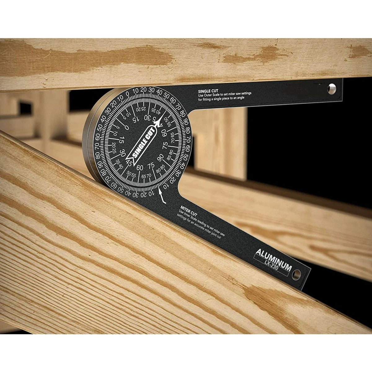 Aluminum Miter Saw Protractor | 7.3-Inch Rust Proof Angle Finder Featuring Precision Laser Engraved Scales