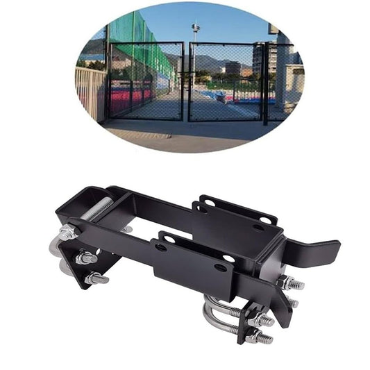 Chain Link Fence Double Gate Latch for 1.375" Gate Frame Chain Link Fence Gate Latch Residential Strong Arm Double Gate Latch for Gate Black Lock (Black)