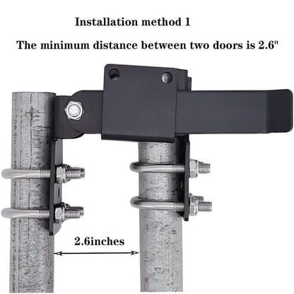 Chain Link Fence Double Gate Latch for 1.375" Gate Frame Chain Link Fence Gate Latch Residential Strong Arm Double Gate Latch for Gate Black Lock (Black)