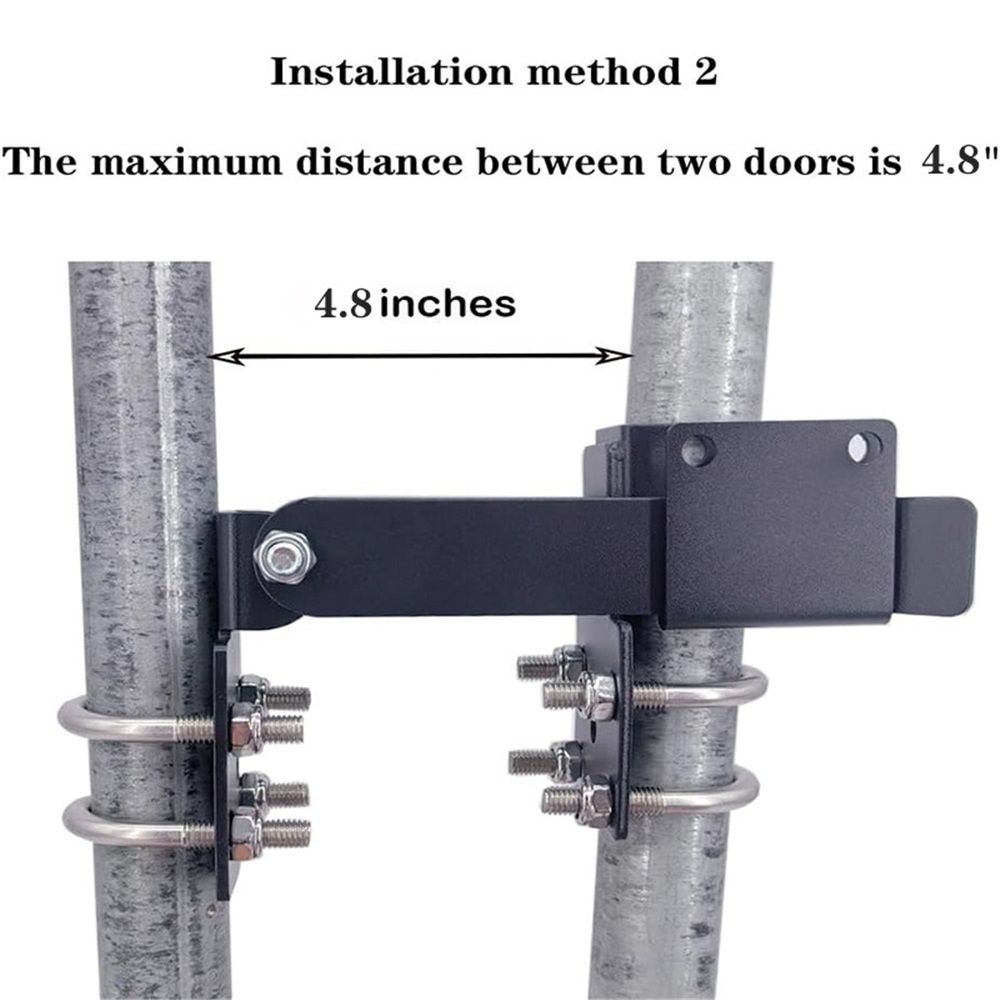 Chain Link Fence Double Gate Latch for 1.375" Gate Frame Chain Link Fence Gate Latch Residential Strong Arm Double Gate Latch for Gate Black Lock (Black)