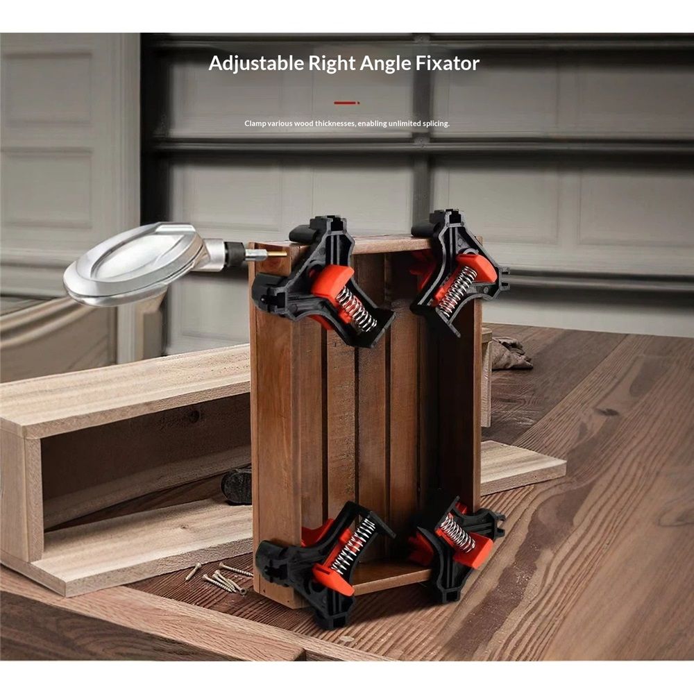 Corner Clamp for Woodworking, 90 Degree Right Angle Clamp, Wood Clamps, 4Pcs Adjustable Spring Loaded Woodworking Clamp, Gifts for Dad, Birthday Gifts for Men, Photo Framing, Orange