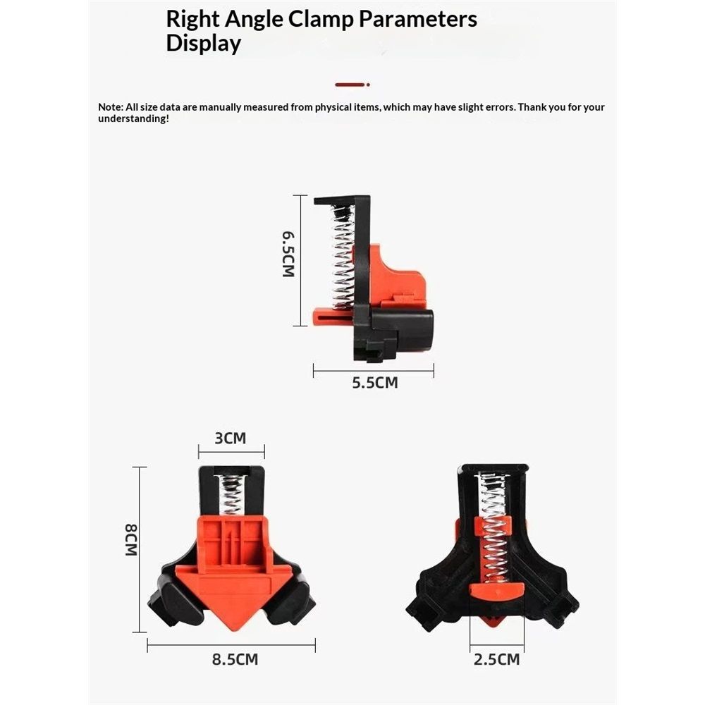 Corner Clamp for Woodworking, 90 Degree Right Angle Clamp, Wood Clamps, 4Pcs Adjustable Spring Loaded Woodworking Clamp, Gifts for Dad, Birthday Gifts for Men, Photo Framing, Orange
