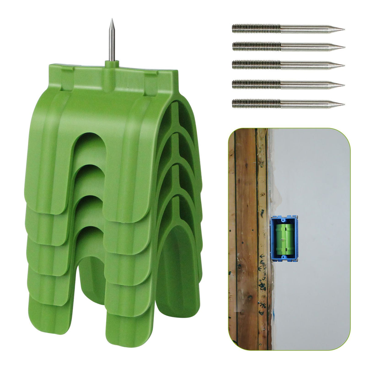 OwnMy 10PCS Drywall Outlet Markers for Drywall Installation No Measuring Needed Drywall Marking Tools for Electrical Outlets, Drywall Outlet Box Marking Locators Drywall Wire Protection Tools, Green