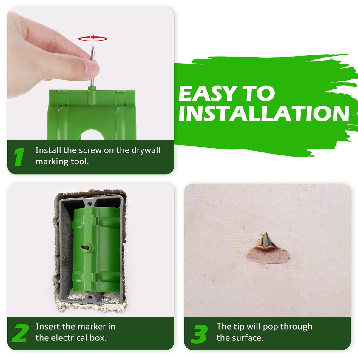 OwnMy 10PCS Drywall Outlet Markers for Drywall Installation No Measuring Needed Drywall Marking Tools for Electrical Outlets, Drywall Outlet Box Marking Locators Drywall Wire Protection Tools, Green