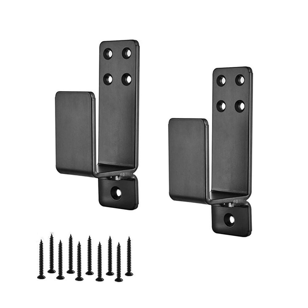 Door Barricade Brackets,2 Pack Drop Open Bar Holder for Home Security, 2x4 Bar Brackets Prevent Unauthorized Entry, Carbon Steel,Black