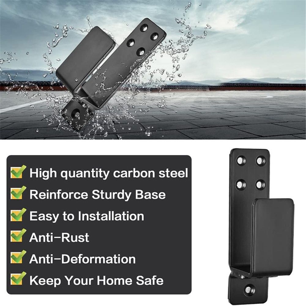 Door Barricade Brackets,2 Pack Drop Open Bar Holder for Home Security, 2x4 Bar Brackets Prevent Unauthorized Entry, Carbon Steel,Black
