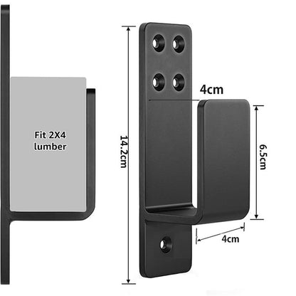 Door Barricade Brackets,2 Pack Drop Open Bar Holder for Home Security, 2x4 Bar Brackets Prevent Unauthorized Entry, Carbon Steel,Black