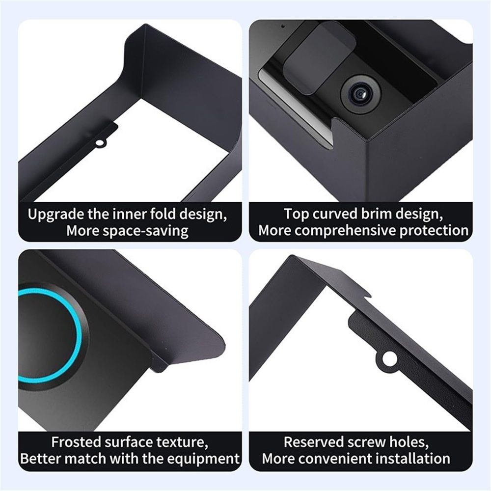 Outdoor Black Doorbell Rain Anti-Glare Cover, Steel Weather-Blocking Camera Cover Glare Sun Shade Protection for Most Video Doorbells