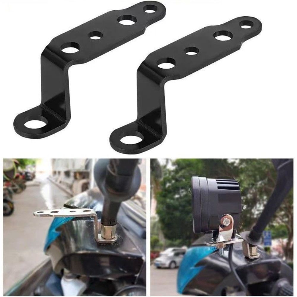 4 pcs Motorcycle Mirror Mounting Bracket Motorcycle Fog Driving Light Support Relocation Holder (Black)