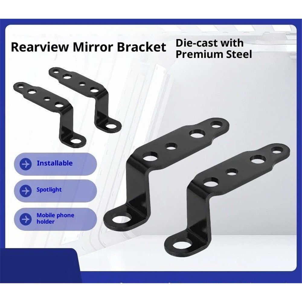 4 pcs Motorcycle Mirror Mounting Bracket Motorcycle Fog Driving Light Support Relocation Holder (Black)