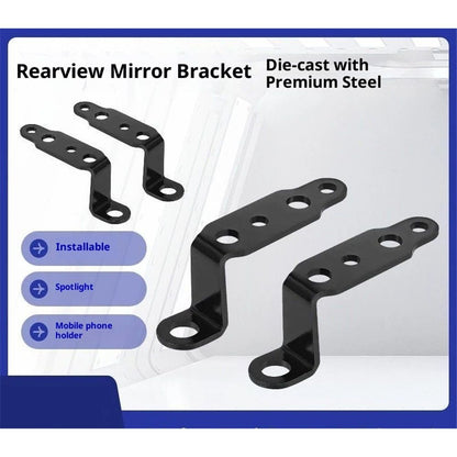 4 pcs Motorcycle Mirror Mounting Bracket Motorcycle Fog Driving Light Support Relocation Holder (Black)