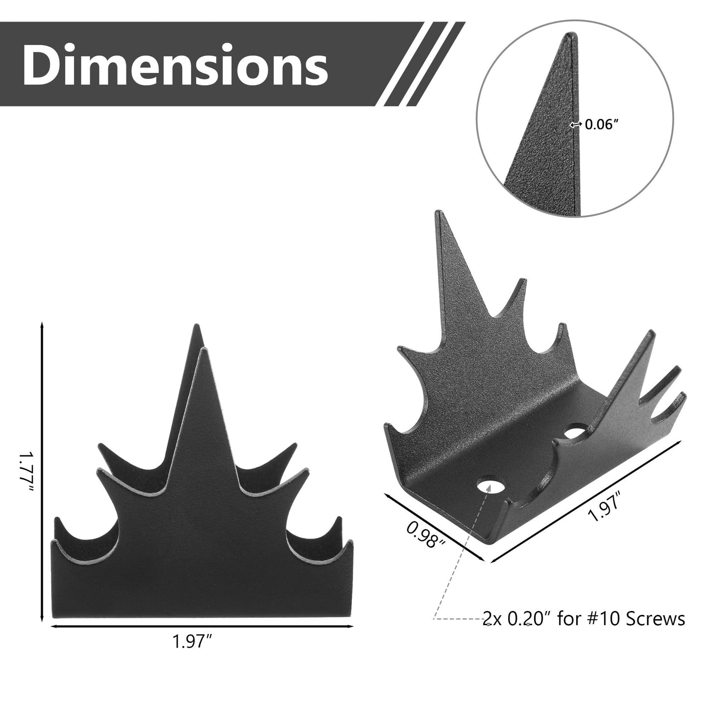 Intruder Deterrent Wall Spikes (12 pc) - Security Fence Spikes, Anti-Climb Hardware, Bird Repellent, Home Security Improvement, Stop Thief, Screw Mount, Wall Decoration