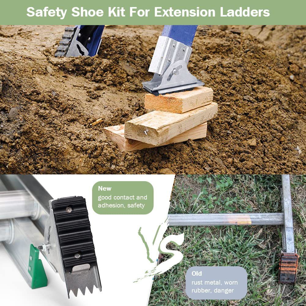 2 pack Replacement Shoe Kit for Aluminium Ladder Extension Ladder Feet, Replacement Parts for Aluminum Ladders