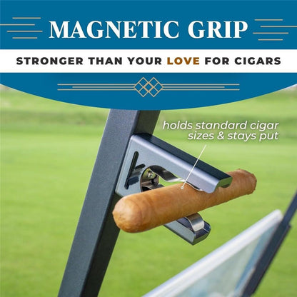 Cigar Holder for Golf Cart,Strong Magnetic Cigar Holder-Ideal Golf Cart Accessory,No Damage Cigar Wrapper,Aluminum Alloy,Loop Strap,Golf Cart Accessories & Gift for Golfers（gray）
