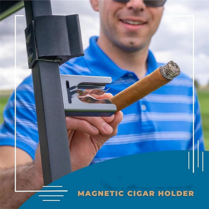 Cigar Holder for Golf Cart,Strong Magnetic Cigar Holder-Ideal Golf Cart Accessory,No Damage Cigar Wrapper,Aluminum Alloy,Loop Strap,Golf Cart Accessories & Gift for Golfers（gray）