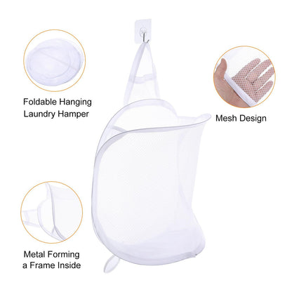 3 pack Mesh Collapsible Small Wall Laundry Baskets，Hanging Laundry Hamper，for Hotel, University Dormitory Use