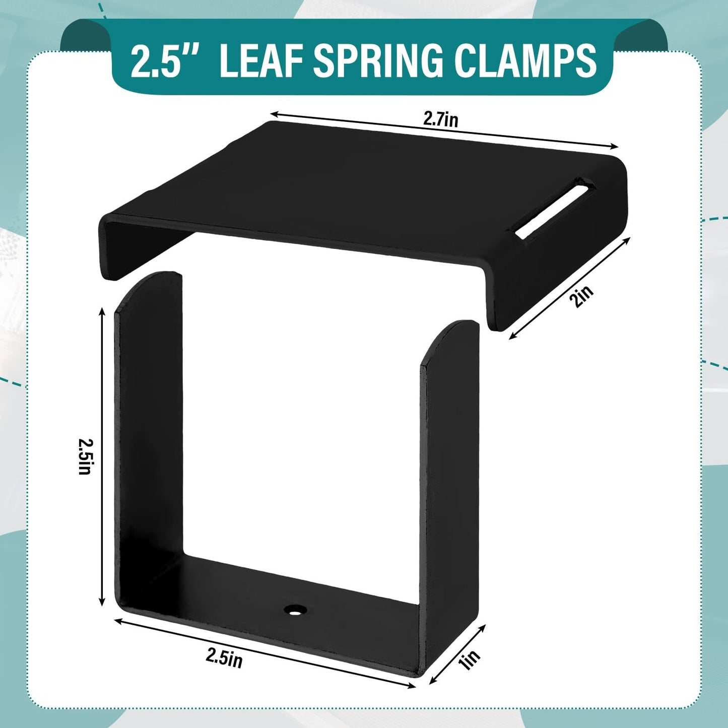 4 Pcs Leaf Spring Clamp Kit Leaf Springs up to 2.5” Wide Lock Spring Together for Vehicles Stabilizing, Repair Clip with Cap Wide Axle Rebound Clamp(Black)