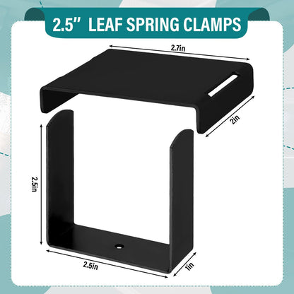 4 Pcs Leaf Spring Clamp Kit Leaf Springs up to 2.5” Wide Lock Spring Together for Vehicles Stabilizing, Repair Clip with Cap Wide Axle Rebound Clamp(Black)