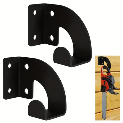 2PCS Chainsaw Hanger, Heavy Duty Chainsaw Wall Mount Holder, Organizer Mounted Chainsaw Rack, Chain Saw Hanger for Garden, Garage, Workshop, Black