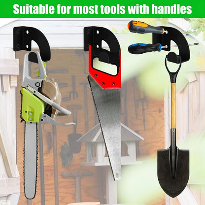 2PCS Chainsaw Hanger, Heavy Duty Chainsaw Wall Mount Holder, Organizer Mounted Chainsaw Rack, Chain Saw Hanger for Garden, Garage, Workshop, Black