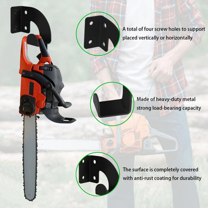 2PCS Chainsaw Hanger, Heavy Duty Chainsaw Wall Mount Holder, Organizer Mounted Chainsaw Rack, Chain Saw Hanger for Garden, Garage, Workshop, Black