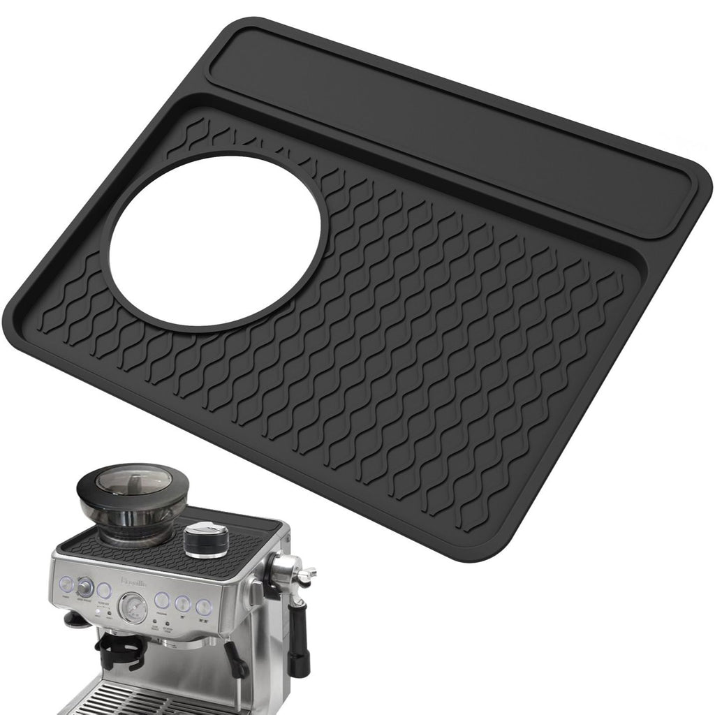 Espresso Tamper Mat, Food Grade Silicone Non-Slip,  Waterproof Heat Resistant, Espresso Tamping Station for Espresso Machine Barista Accessories (Black)