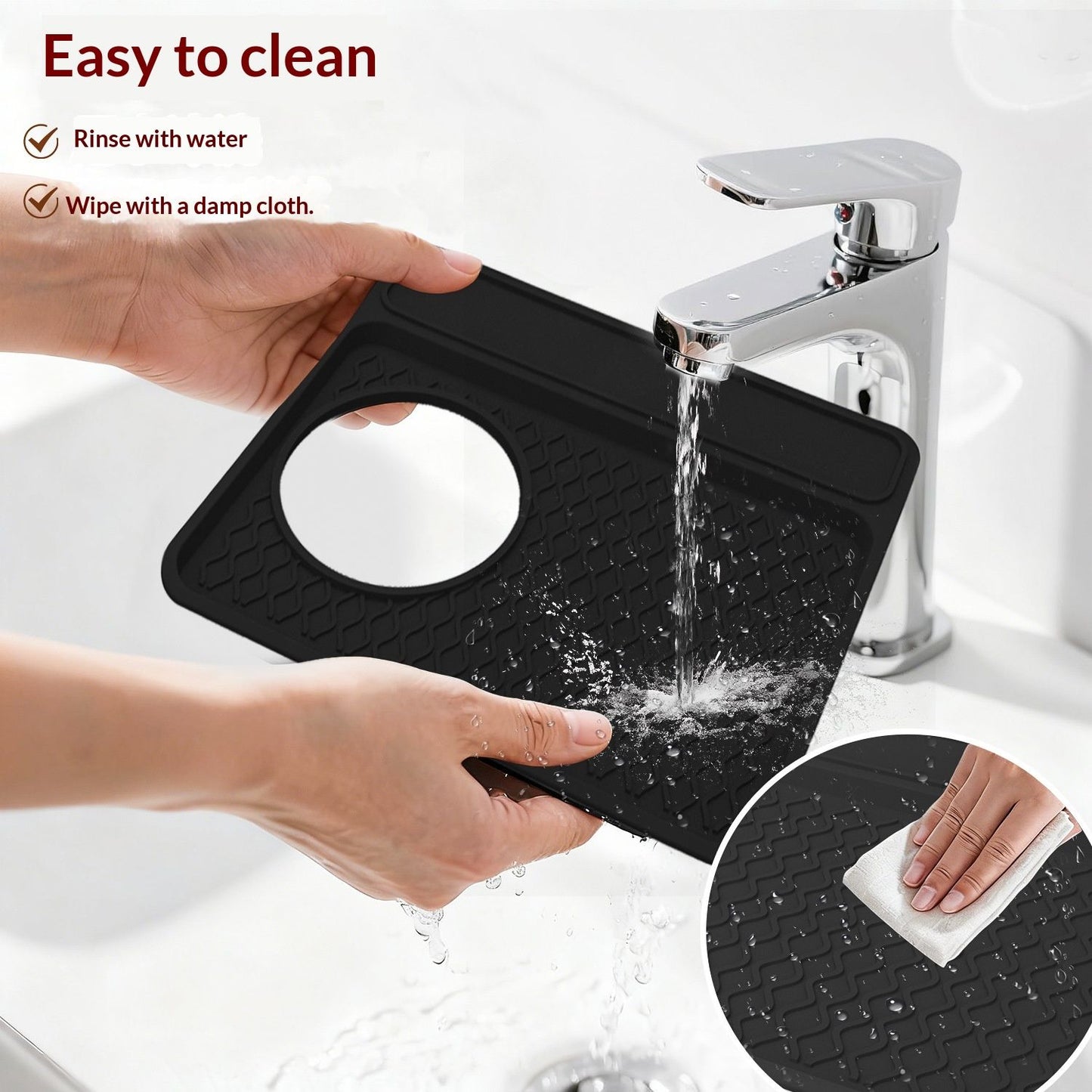 Espresso Tamper Mat, Food Grade Silicone Non-Slip,  Waterproof Heat Resistant, Espresso Tamping Station for Espresso Machine Barista Accessories (Black)