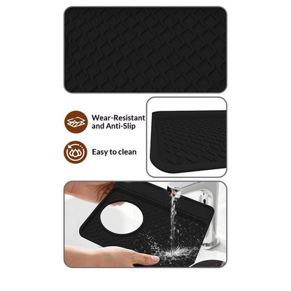 Espresso Tamper Mat, Food Grade Silicone Non-Slip,  Waterproof Heat Resistant, Espresso Tamping Station for Espresso Machine Barista Accessories (Black)