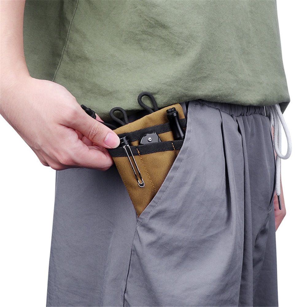 Pouch for Men,  Multitool Pocket Pouch Hold Your Flashlight/Pocket Knife, Pen, Notebook Key accessory kit（khaki）