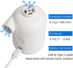 Mini Air Pump for Pool Floats - Portable Pump for Air Bed Air Cushion Air Mattress Swimming Ring, Vacuum Storage Bags - White