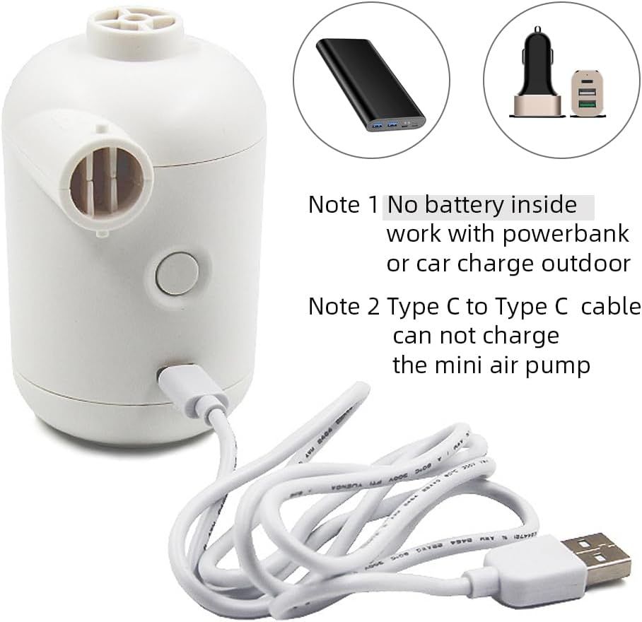 Mini Air Pump for Pool Floats - Portable Pump for Air Bed Air Cushion Air Mattress Swimming Ring, Vacuum Storage Bags - White