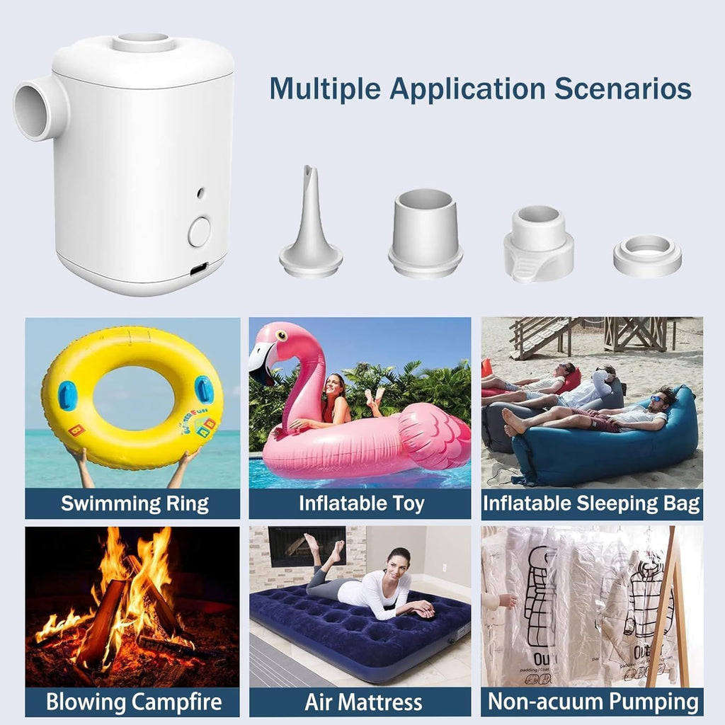 Electric Air Pump-Portable Air Pump Battery USB Rechargeable to Inflate Deflate for Swimming Ring,Pool Floats，Vacuum Storage Bags