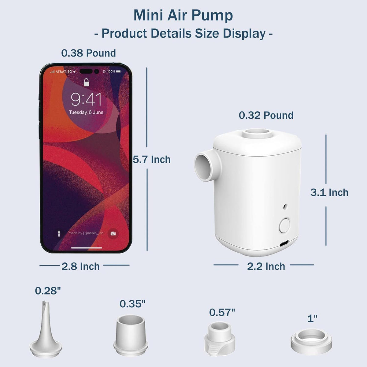 Electric Air Pump-Portable Air Pump Battery USB Rechargeable to Inflate Deflate for Swimming Ring,Pool Floats，Vacuum Storage Bags