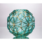 Outline in Gold Glass Vase Cute Green Flower Vase Hand Blow Sphere Vases for Bookshelf,Dinner Table,Dining Room,Meeting