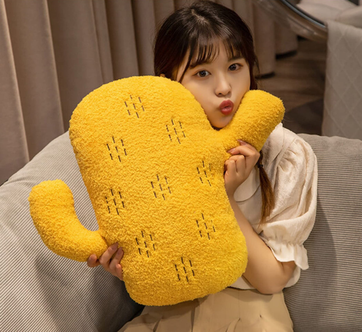 Cute Soft Mushroom Pillow Cactus Pillow Sofa Cushion Plush Home Decoration Pillow cushion (30cmYellow)