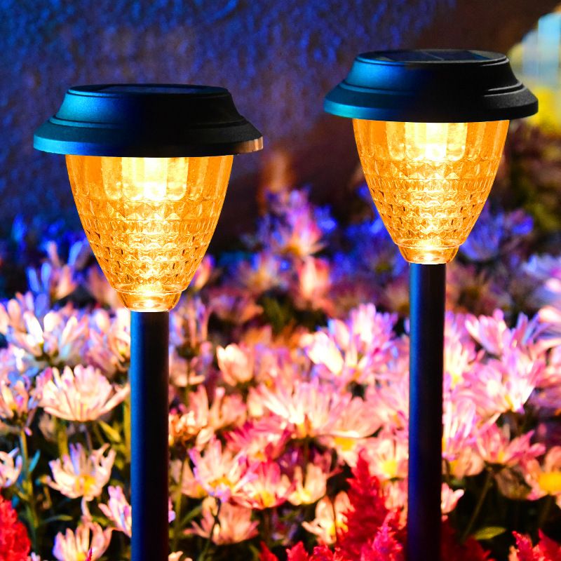 Solar Pathway Lights Outdoor 8 Pack, Bright Solar Lights Outdoor Waterproof, Unique Decoration for Garden Patio Yard (Warm White)