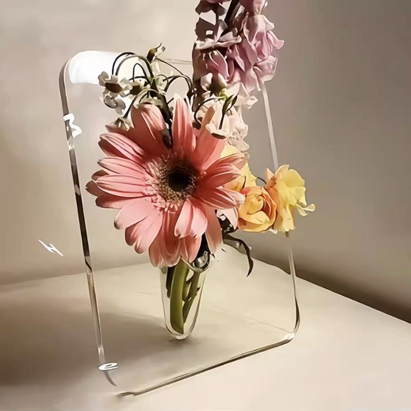 Photo Frame Shaped Clear Acrylic Flower Vase -Picture Frame Vase Flower Arrangement Holder as a Unique Flower Vase for Room Decor