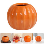 Pumpkin Vase Ceramic Flower Vase Fall Harvest Decoration for Halloween Home Decor Dried Flower Vase Flower Arrangement Orange