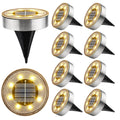Solar Ground Lights,10 Pack 8 LED Solar Lights Outdoor IP68 Waterproof Solar Disc Lights In-Ground Landscape Lighting (Warm White)