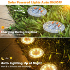 Solar Ground Lights,10 Pack 8 LED Solar Lights Outdoor IP68 Waterproof Solar Disc Lights In-Ground Landscape Lighting (Warm White)