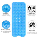 Bath Tub Shower Non-Slip and Extra Large, Bathtub Mat with Suction Cups, Machine Washable Bathroom Mats with Drain Holes, Blue