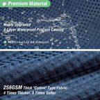 Thick Fabric Shower Curtains for Bathroom - Waffle Weave Heavy Duty, Hotel Spa Luxury Weighted Polyester Cloth Bath Curtain Set