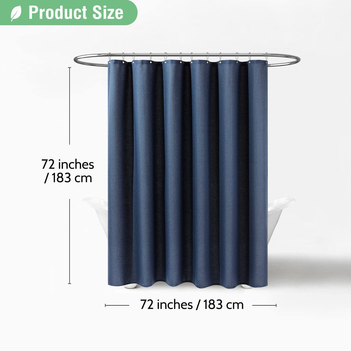 Thick Fabric Shower Curtains for Bathroom - Waffle Weave Heavy Duty, Hotel Spa Luxury Weighted Polyester Cloth Bath Curtain Set
