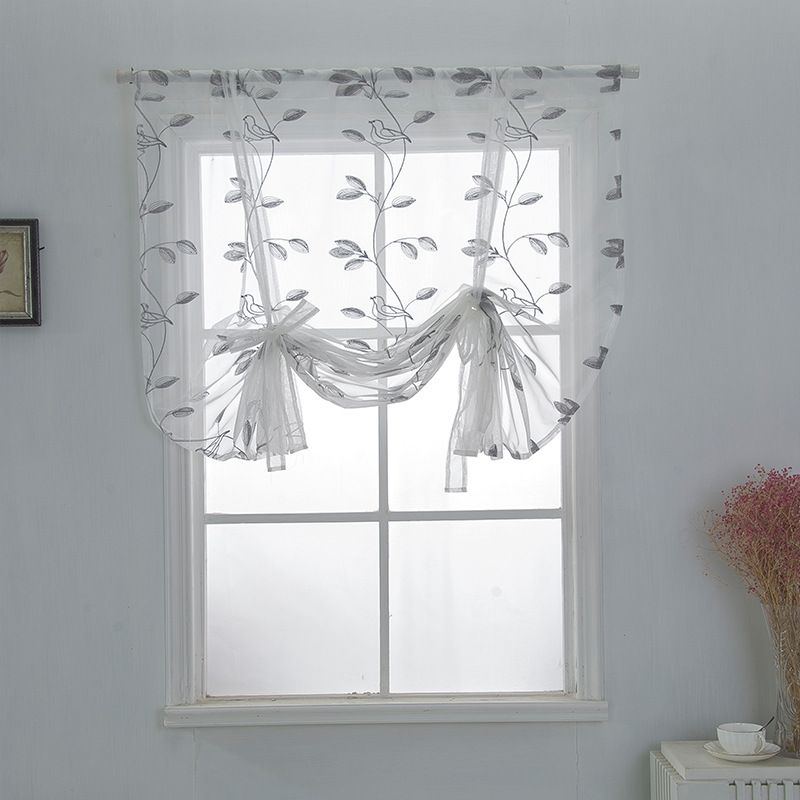 Roman Curtain Window Shades Sheers 60*120cm, Embroidery Balloon Curtains Drapes 1 Panels for Kitchen Room